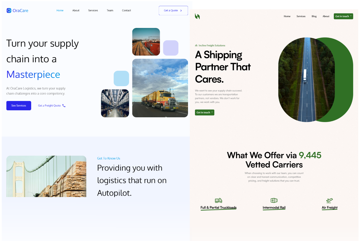 Marketing websites tailored to the needs of third part logistic providers.